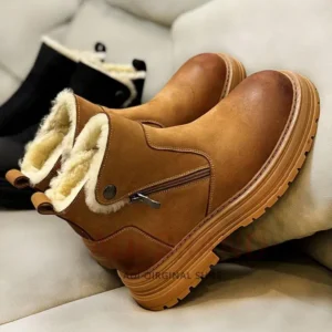 Fur Snow Boots Men's Thick Wool Warm High Top Cotton Shoes Male Outdoor Anti Slip Thick Soled Riding Ankle Boots Youth