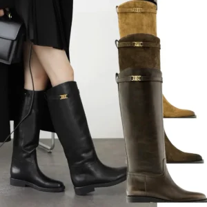 Maxdutti French Office Ladies Fashion Top Qaulity Vintage Genuine Leather Women's Boots Woman Shoes Women's High Boots